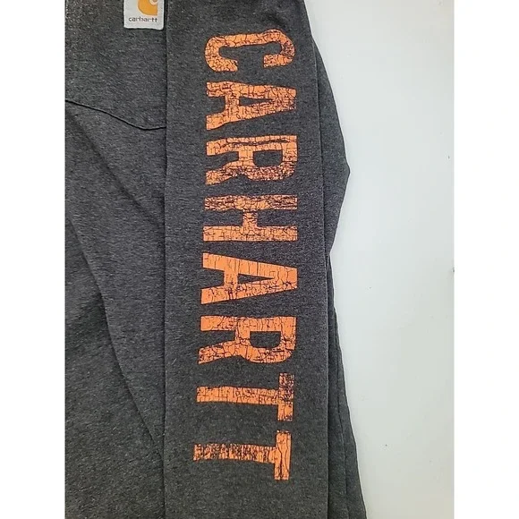 Carhartt Shirt Size M Faded Gray Long Sleeve Hit Graphic Tee Distressed Workwear - Picture 5 of 8
